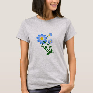Camiseta T-Shirt Floral Azul-Primavera com Flor, Cute