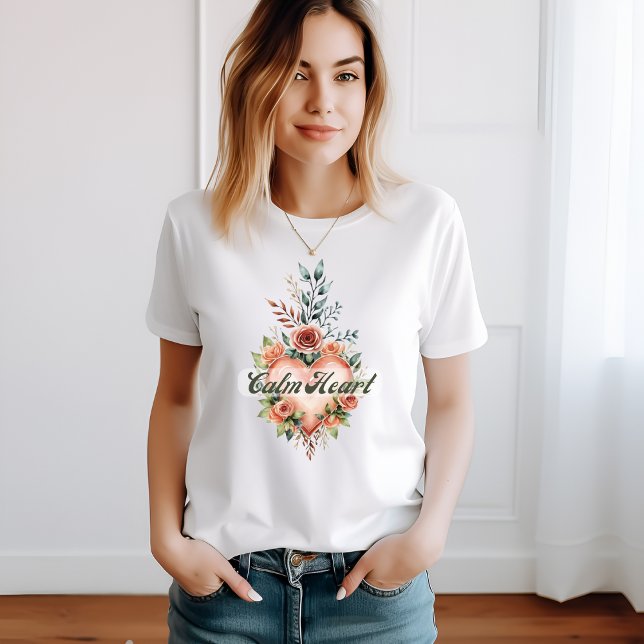 Camiseta T-shirt floral cœur apaisant et élégant (Criador carregado)