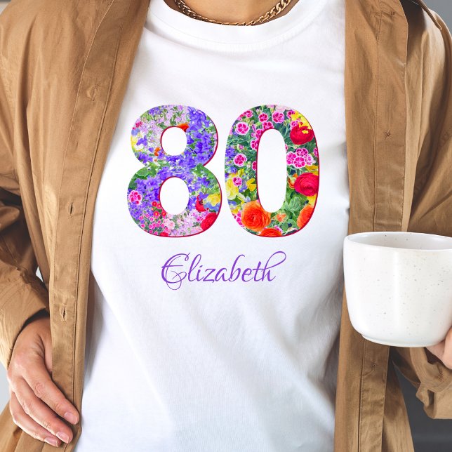 Camiseta t-shirt floral de hóspede de honra de 80 anos (Criador carregado)
