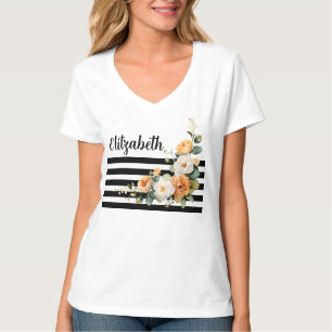 Camiseta T-Shirt floral de Rosa laranja