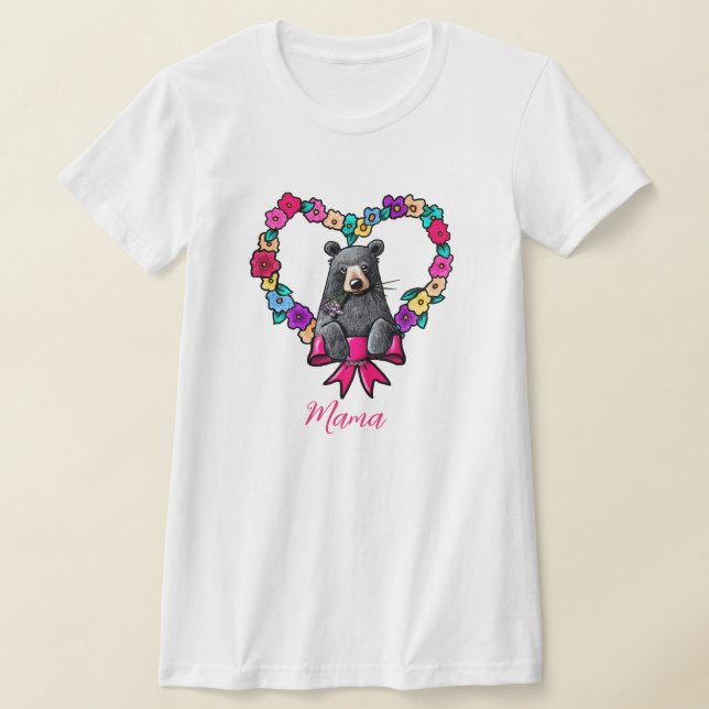 Camiseta T-Shirt Floral Heart Mama Bear (Postura )