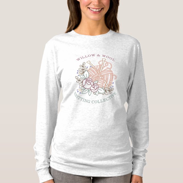 Camiseta T-Shirt Floral Yarn Group Knitting (Frente)
