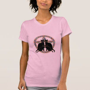 Camiseta T-shirt florescido da mágica de Wicca dos gatos