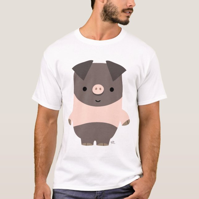 Camiseta T-shirt forte do costume do porco dos desenhos (Frente)