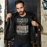 Camiseta T-Shirt Foto do Pai mais legal do mundo<br><div class="desc">Camiseta dia de os pais com 5 fotos de seus filhos,  o ditado "pai mais legal do mundo",  o ano em que seu pai se tornou pai e os nomes das crianças.</div>