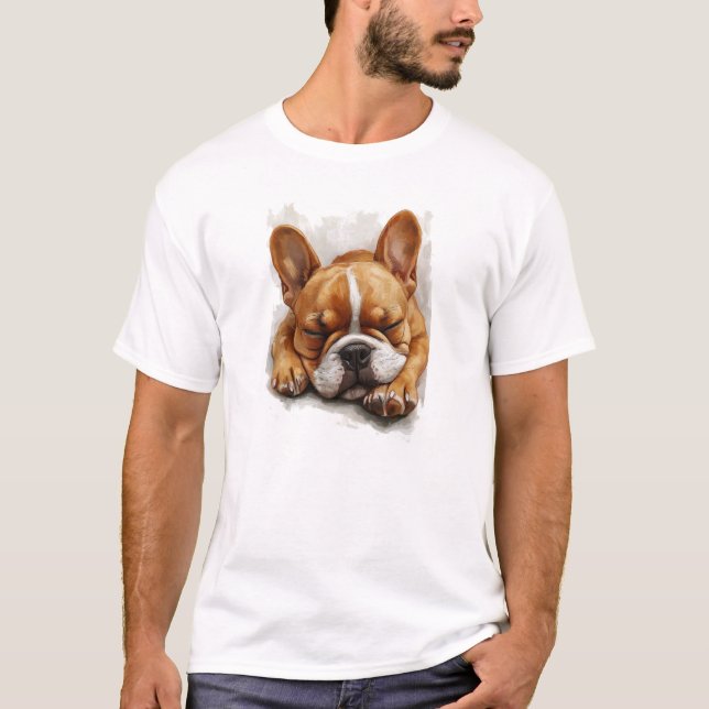 Camiseta T-Shirt Francês Bulldog Dormindo (Frente)