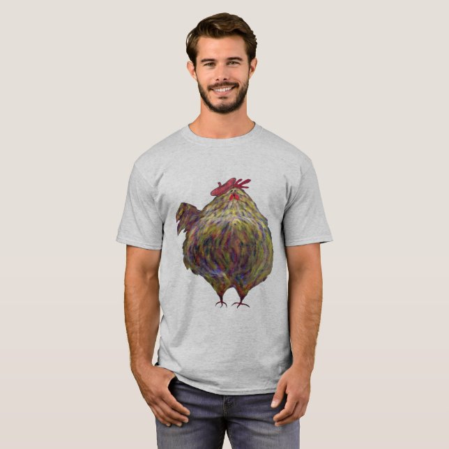 Camiseta T-shirt francês da galinha dos homens (Frente Completa)