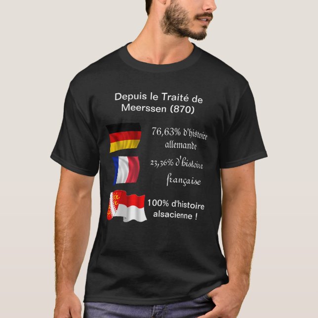 Camiseta T-Shirt Franco-Allemand-Alsacien (couleur noire) (Frente)