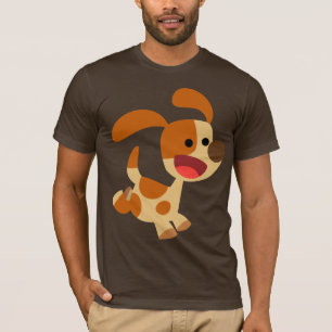 Camiseta T-shirt Frolicking bonito do cão dos desenhos