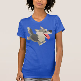 Camiseta T-shirt Frolicsome bonito das mulheres do lobo dos