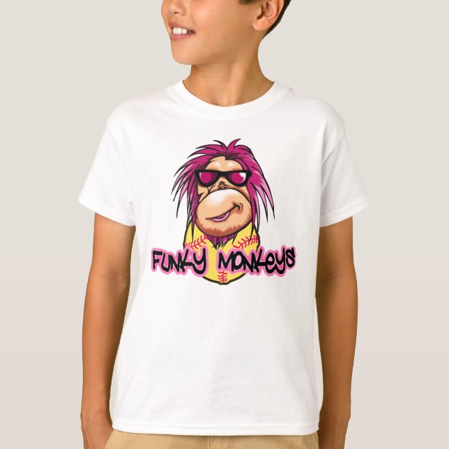 Camiseta T-shirt Funky dos miúdos dos macacos (Frente)