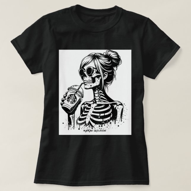 CAMISETA T-SHIRT FUNNY MAMAN SKELETON (Frente do Design)