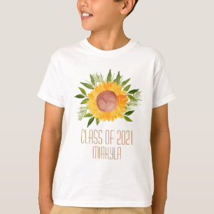 Camiseta T-Shirt, garoto de graduação em girassol