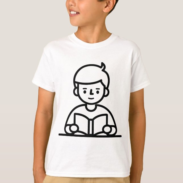 Camiseta T-Shirt Garoto Leitura de Livro (Frente)
