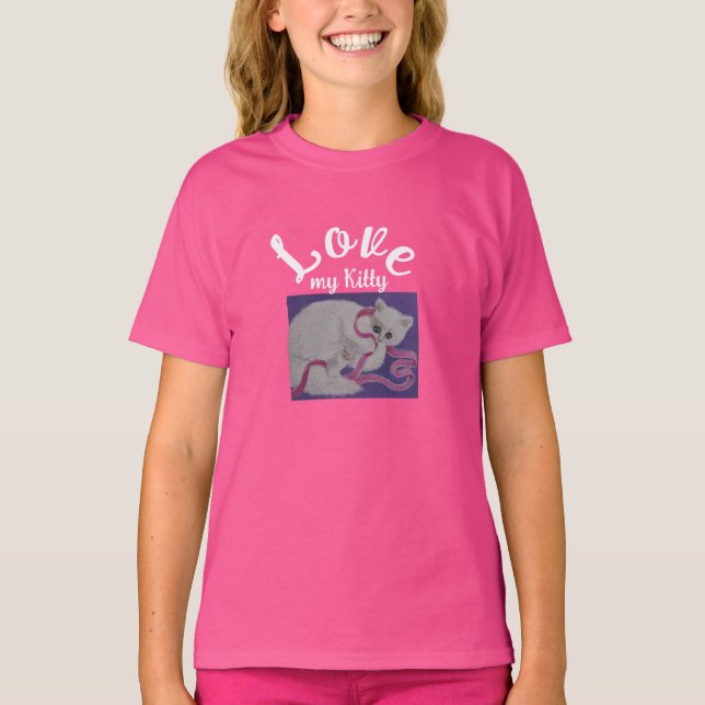Camiseta T-Shirt gatinho bonito (Frente)