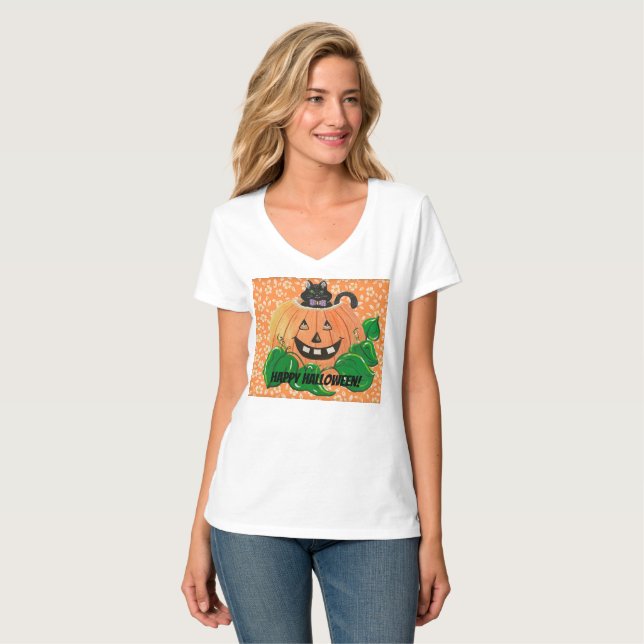 Camiseta T-Shirt gatinho Pumpkin (Frente Completa)