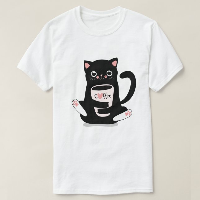 Camiseta T-Shirt Gato De Café Bonito (Frente do Design)