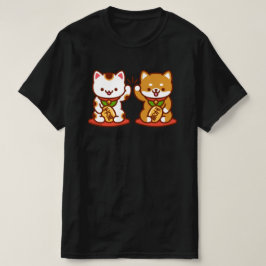 Camiseta T-Shirt Gato Engraçado - Cinco de Maneki-neko