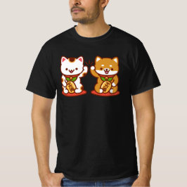 Camiseta T-Shirt Gato Engraçado - Cinco de Maneki-neko