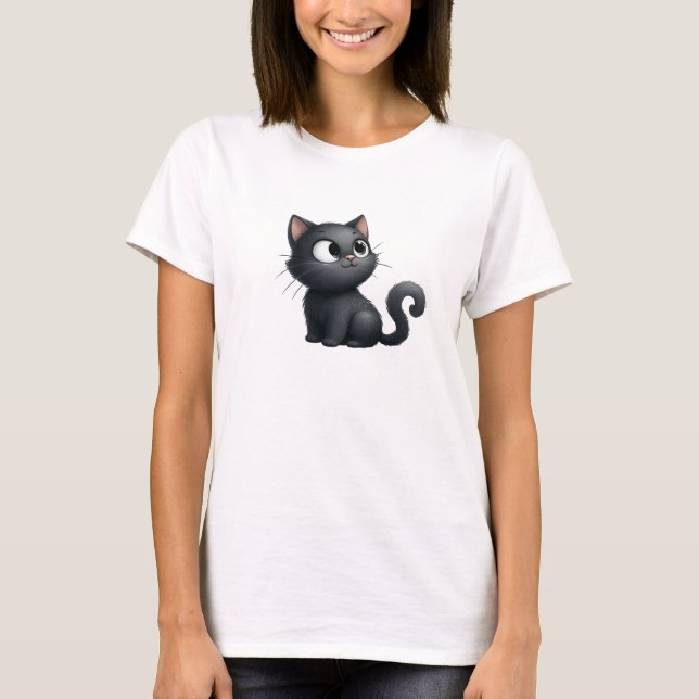 Camiseta T-Shirt Gato Negro (Frente)