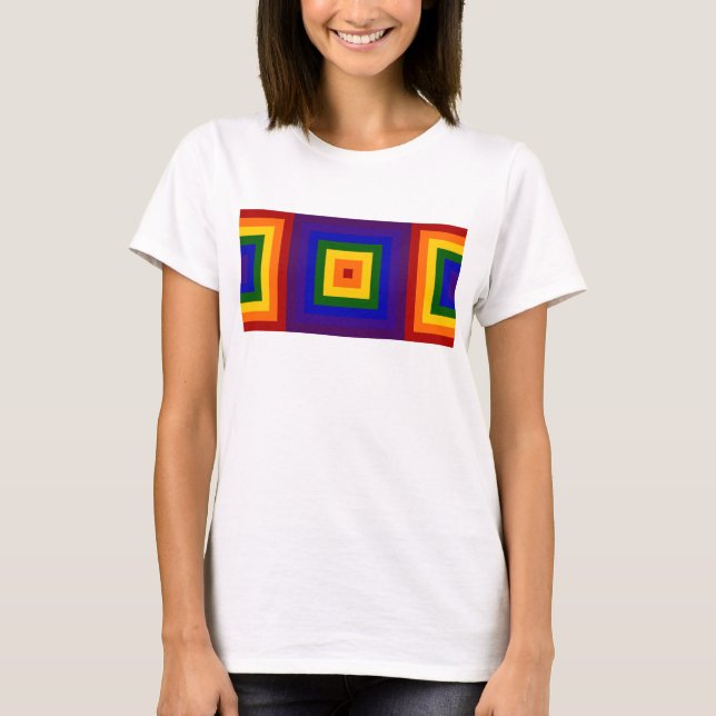 Camiseta T-shirt Geométrica Rainbow Squares (Frente)
