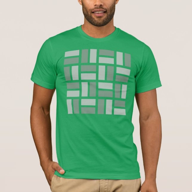 Camiseta T-shirt geométrico de Basketweave no verde e nas (Frente)