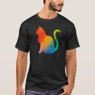 Camiseta T-Shirt Geométrico de Gatos - Escuro