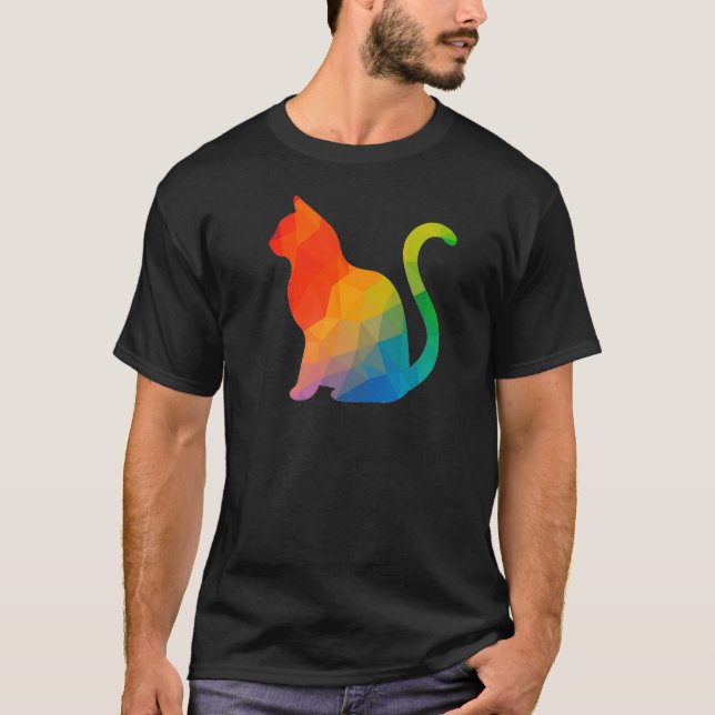 Camiseta T-Shirt Geométrico de Gatos - Escuro (Frente)