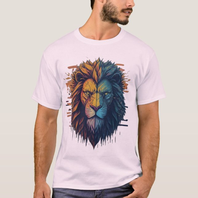 Camiseta T-Shirt Geométrico Lion Glitch (Frente)
