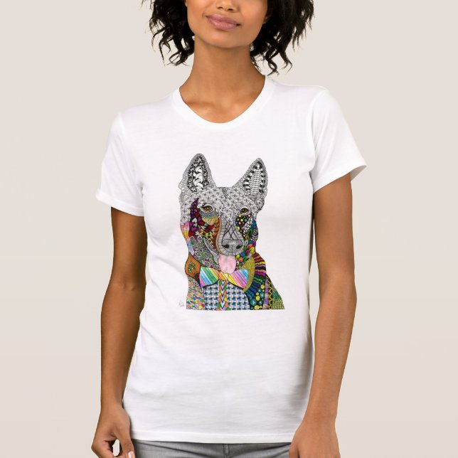 Camiseta T-Shirt German shepherd, bonito e colorido (Frente)