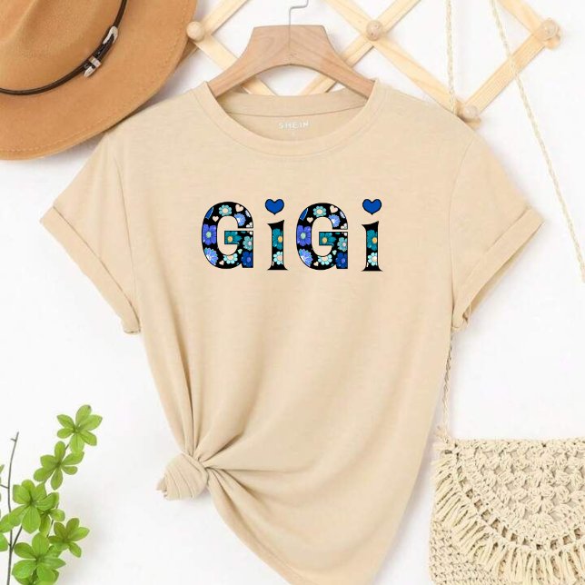 Camiseta T-shirt gigi for grandma with hearts and flowers (Criador carregado)