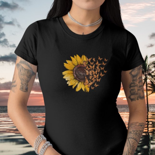 Camiseta T-shirt Girassol com borboleta - Tournesol et Pa (Criador carregado)