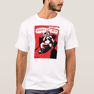 Camiseta T-shirt gordo irritado do branco do menino