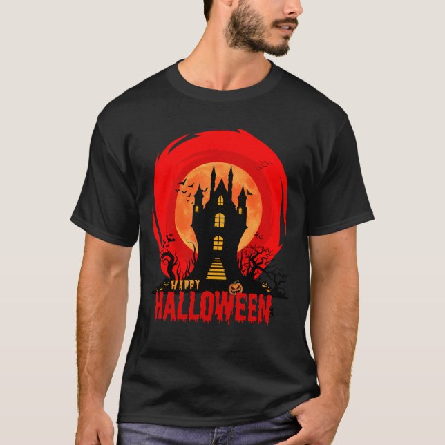 Camiseta T-Shirt Gothic Full Moon T-Shirt Haunted Castle (Frente)