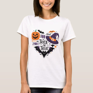 Camiseta T-shirt gráfica do Dia das Bruxas ou do Tratamento