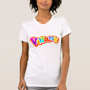 Camiseta T-shirt gráfico colorido vibrante das senhoras do