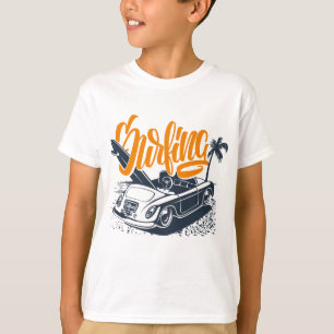Camiseta T-Shirt Gráfico de Carros de Praia de Surfing na C