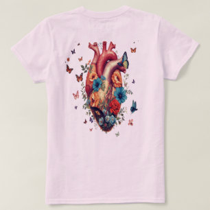 Camiseta T-Shirt Gráfico De Coração Floral   Blogue Artísti