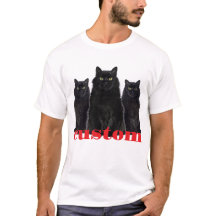 T-Shirt Gráfico de Gatos Pretos Personalizados
