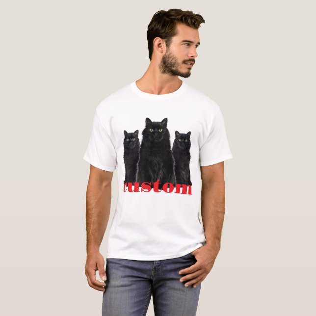 Camiseta T-Shirt Gráfico de Gatos Pretos Personalizados (Frente Completa)