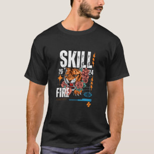 Camiseta T-Shirt Gráfico de Tigre-Fogo   Bold Urban Stre