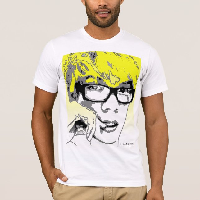 Camiseta T-shirt gráfico do amarelo da cara da silhueta (Frente)