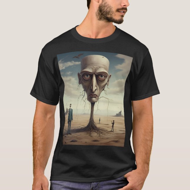 Camiseta T-Shirt Gráfico do Sonho do Deserto Surreal (Frente)