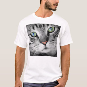 Camiseta T-shirt grandes do gato de gato malhado da cara