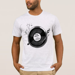 Camiseta T-shirt gravado DJ velho da plataforma giratória