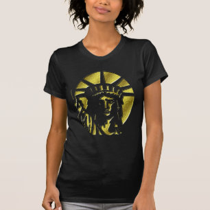 Camiseta T-shirt gravado ouro do design da estátua da