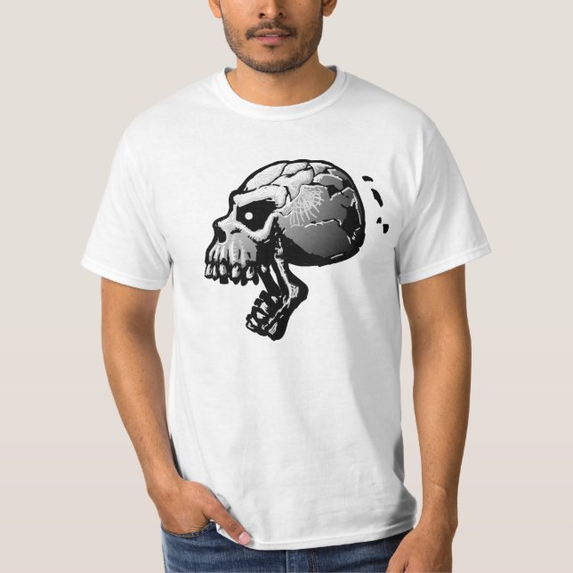 Camiseta T-shirt gritando do crânio B&W (Frente)