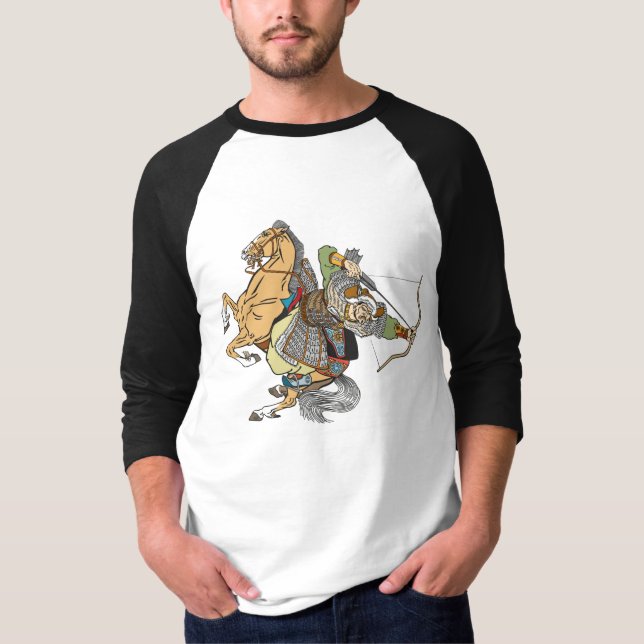Camiseta T-Shirt guerreiro mongol medieval (Frente)