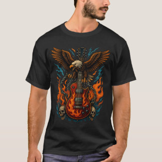Camiseta T-shirt Guitare Rock avec aigle