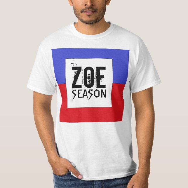 Camiseta T-shirt haitiano da estação de Zoe da bandeira (Frente)
